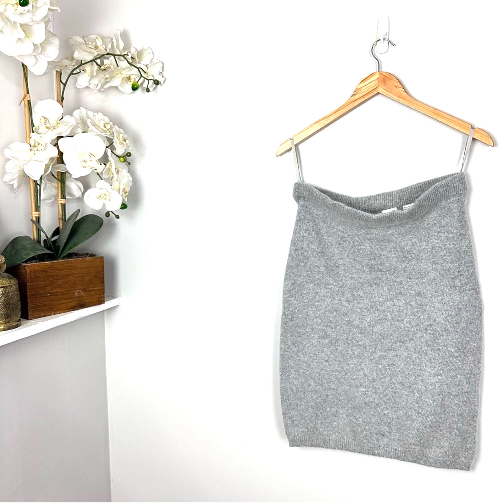 Vintage Valerie Stevens Angora Wool Blend Heathered Gray Pencil Knit Skirt M