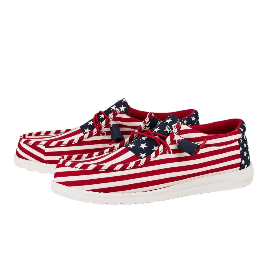 Hey Dude Wally Americana Flag Red White Blue USA Slip On Shoes Men's Size 10