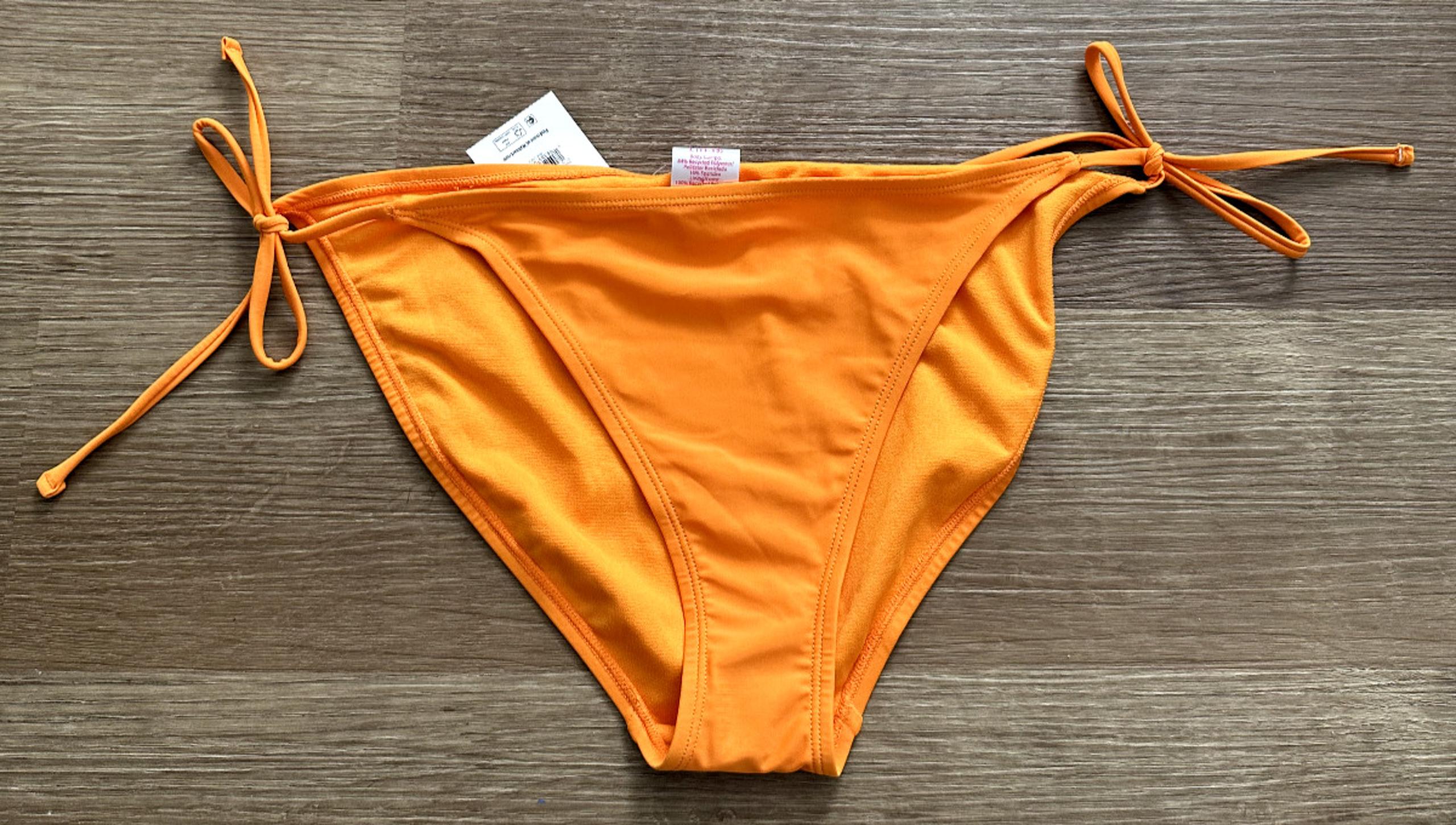 No Boundaries Side Tie Cheeky Swim Bottom Orange Solid Junior's Large 11-13