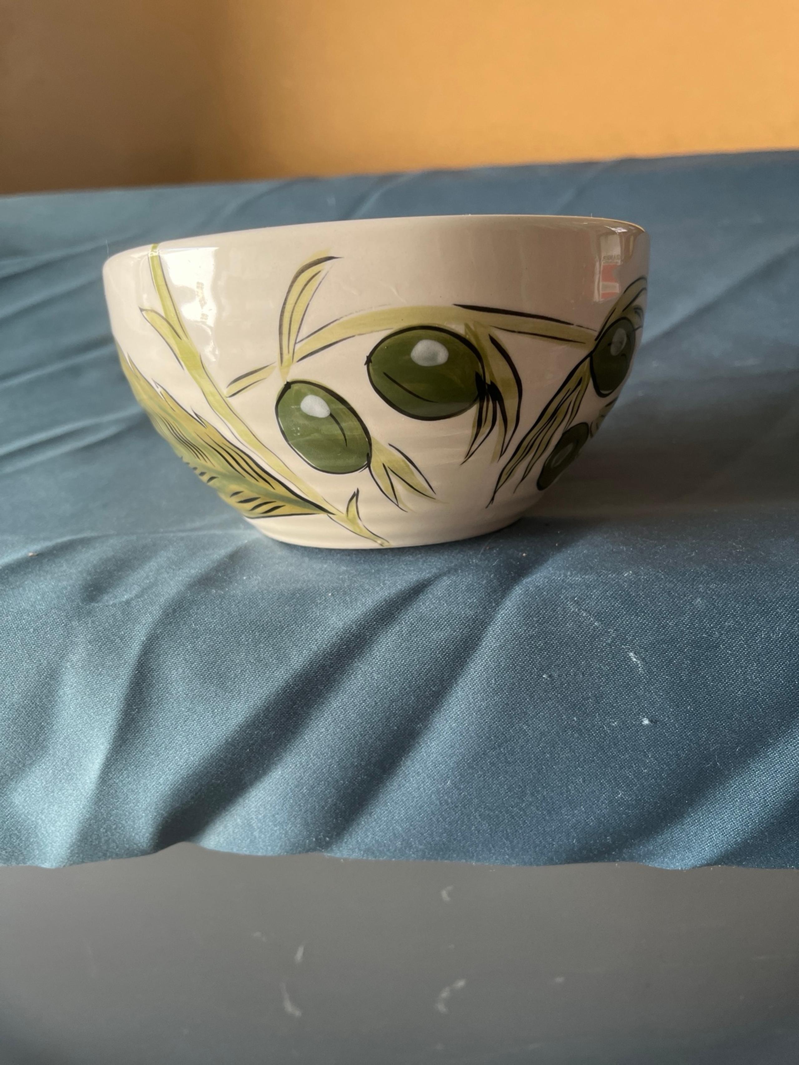 5.75” cereal bowl by Pier 1 Imports. Handpainted  earthenware. Sunflower fields