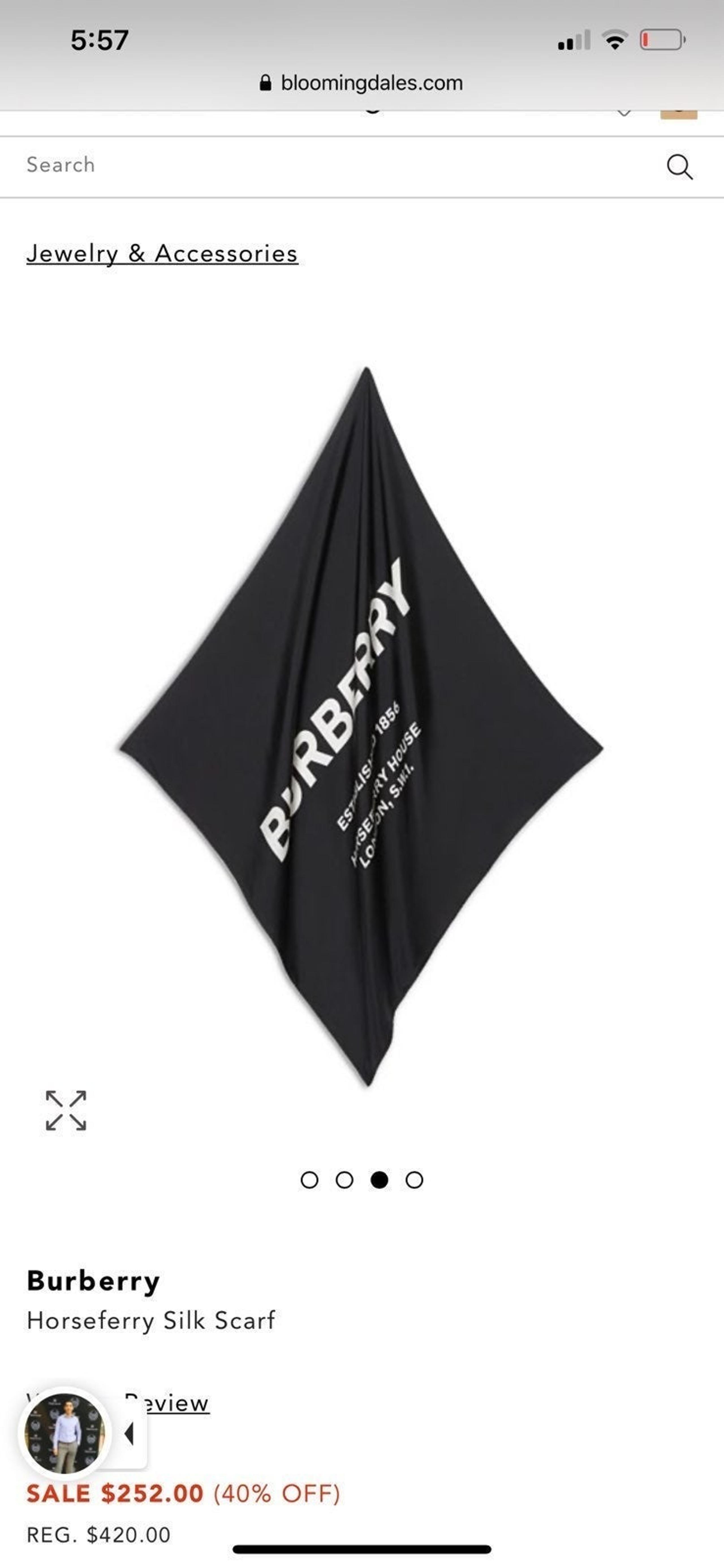 Burberry black silk horseferry scarf