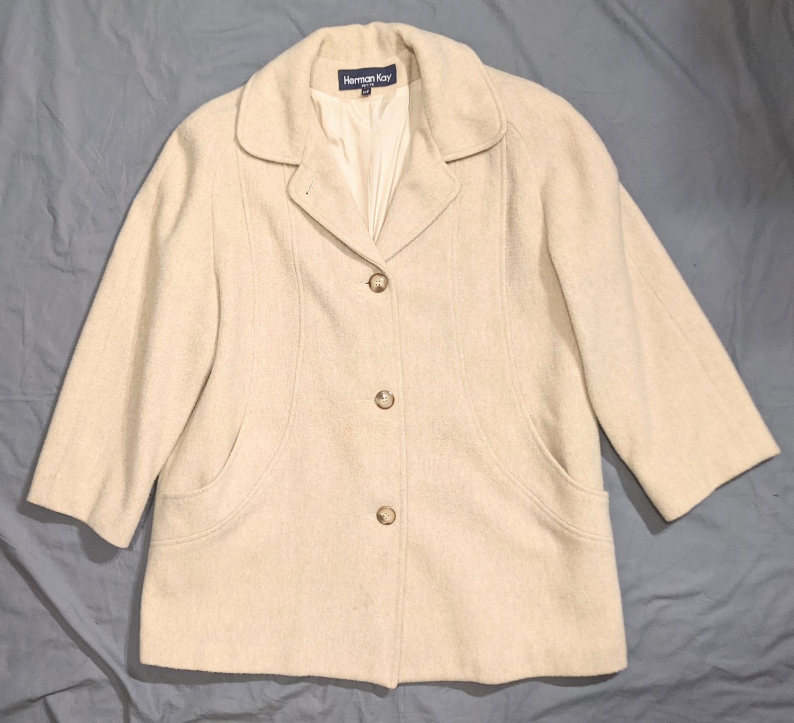Vintage Herman Kay Cream Lined Wool Blen