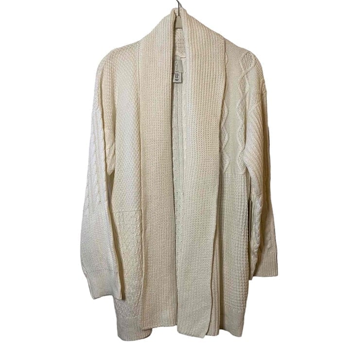 NWT Joie Womens Cream Open Front Cable Knitted Cardigan Sweater Size Medium
