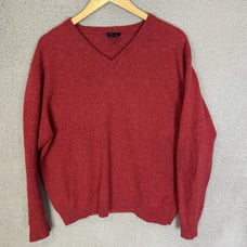 Jos A Bank Sweater Mens L Red Cashmere V Neck Pullover Business Casual