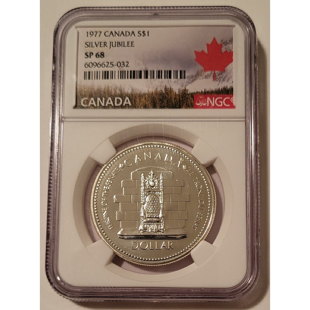 Canada 1977 Silver Dollar Elizabeth II Jubilee SP68 NGC Maple Leaf Label