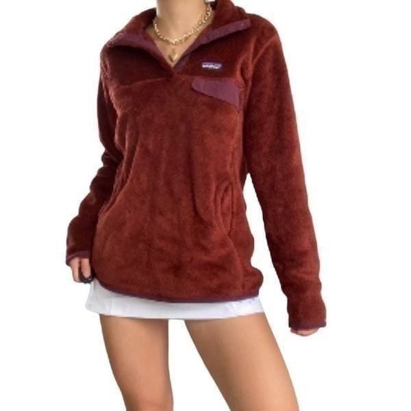 Patagonia Womens Polartec Re-Tool Snap-T Fleece Pullover Sweatshirt Rusted Iron