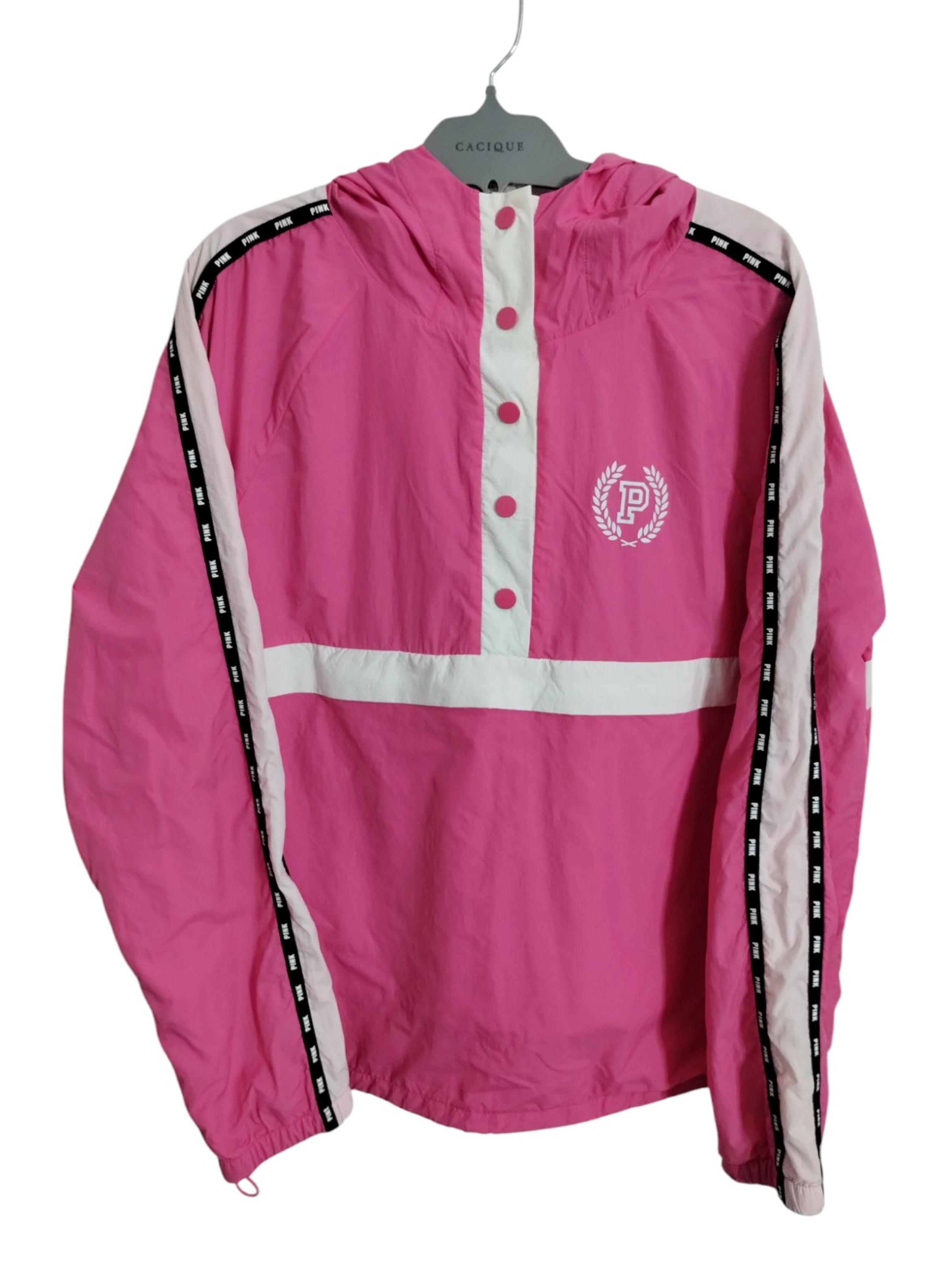 Victoria Secret PINK Women's Snap Logo Althleisure Hoodie Windbreaker size M/L