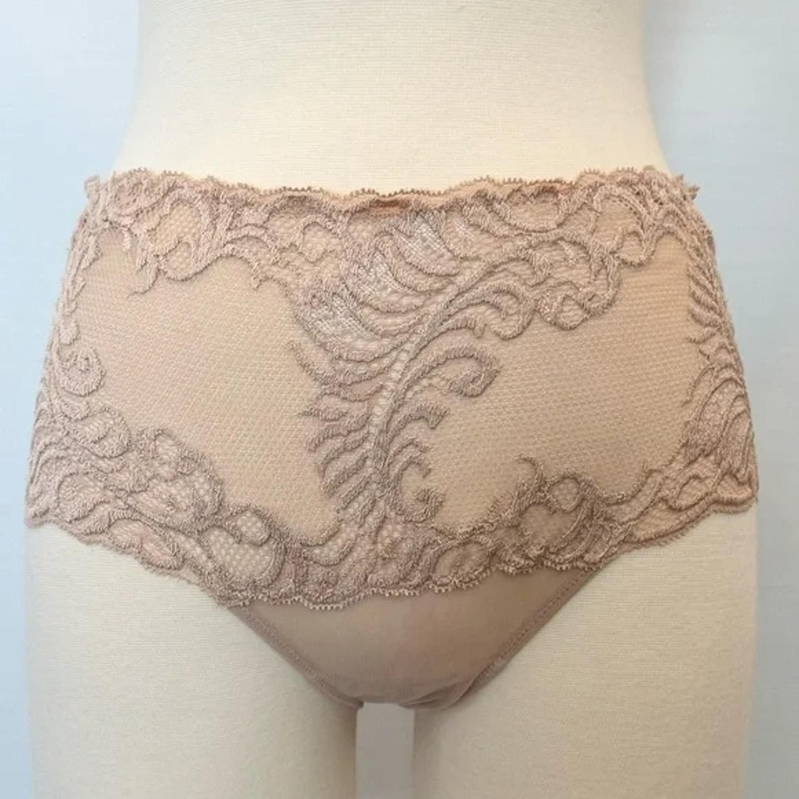 Natori Feathers Collection Girl Brief Lace Full Ivory Cafe Panties L