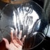 Vintage Glass serving/ cake plate with Roses 12 1/2in. Round.