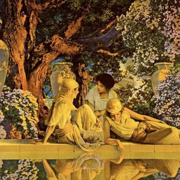 Original Vintage Print Poster Maxfield Parrish Art Deco Nouveau Artist Antique