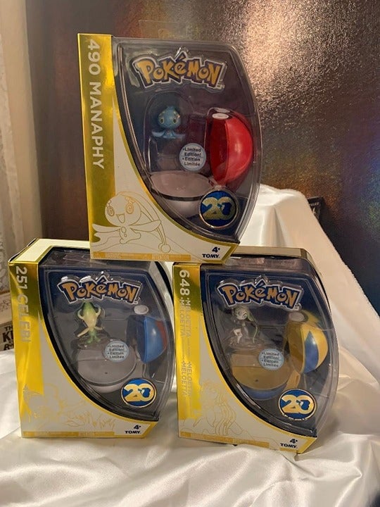 Pokemon 20th Anniversary Lot of 3 Pokeballs Celebi, Manaphy, and Meloetta