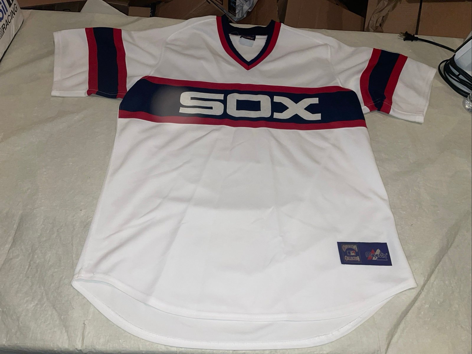 Chicago White Sox Throwback Baseball Jersey Majestic Sewn Cooperstown Men Xl Usa