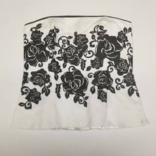 White House Black Market Womens Bustier Top white Damask Strapless Lined 0/XS