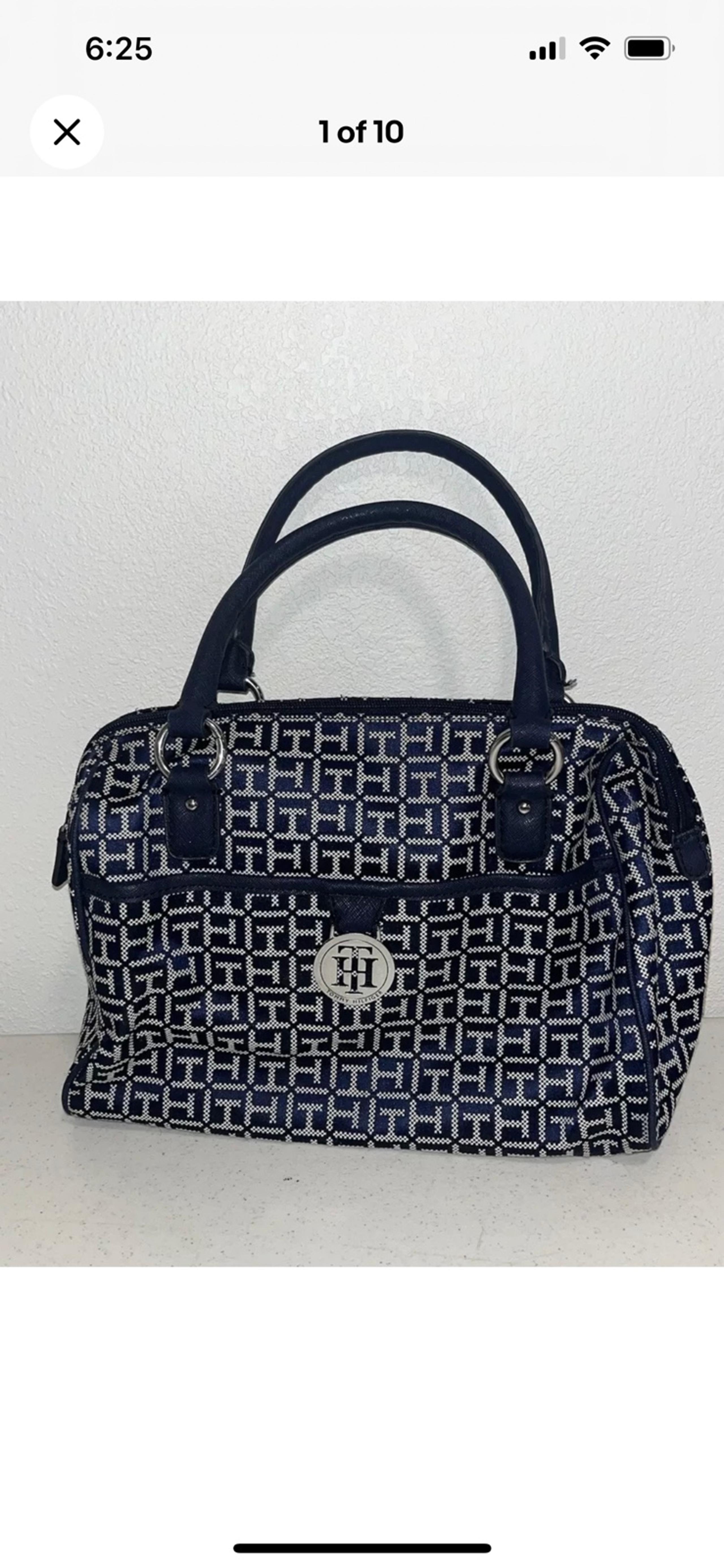 Tommy Hilfiger, navy blue bowler bag, satchel, handbag, purse hobo