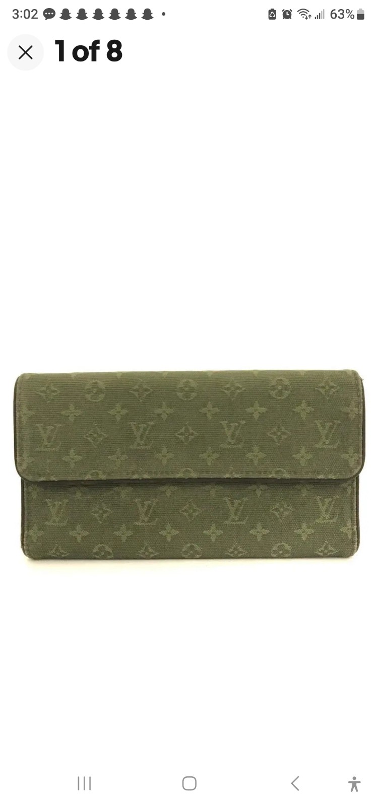Louis Vuitton mini lin olive green wallet