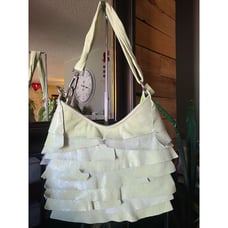 Pietro Alessandro Leather Tiered Shoulder Bag Purse Lime Green