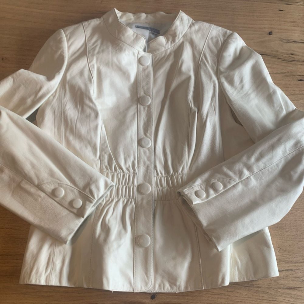 Classiques Entier Cream Leather Jacket Women's XL Preloved