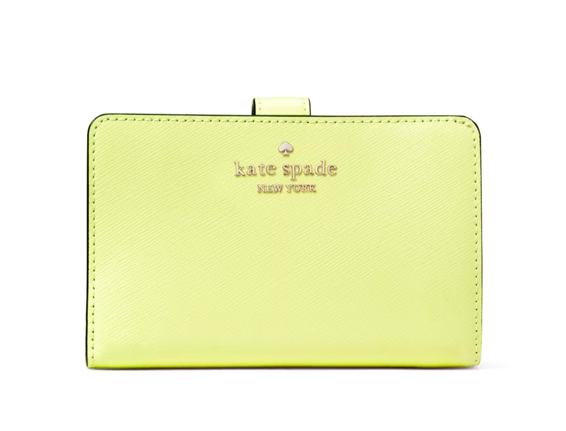 New Kate Spade Madison Medium Compact Bifold Wallet Leather Lime Slushy