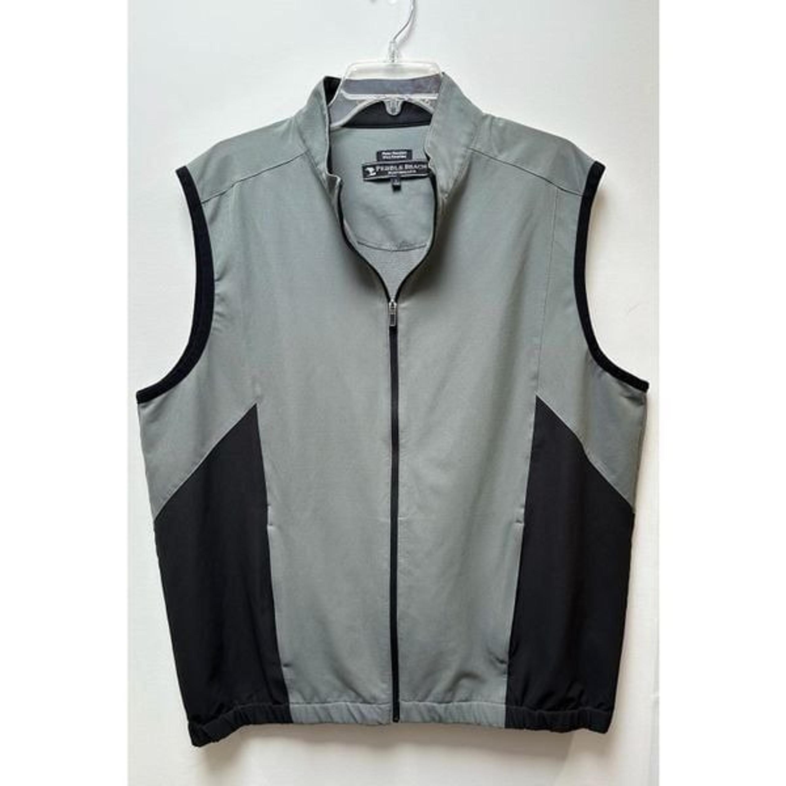 Pebble Beach golf men’s gray full zip water wind resistant vest size L #13-1754