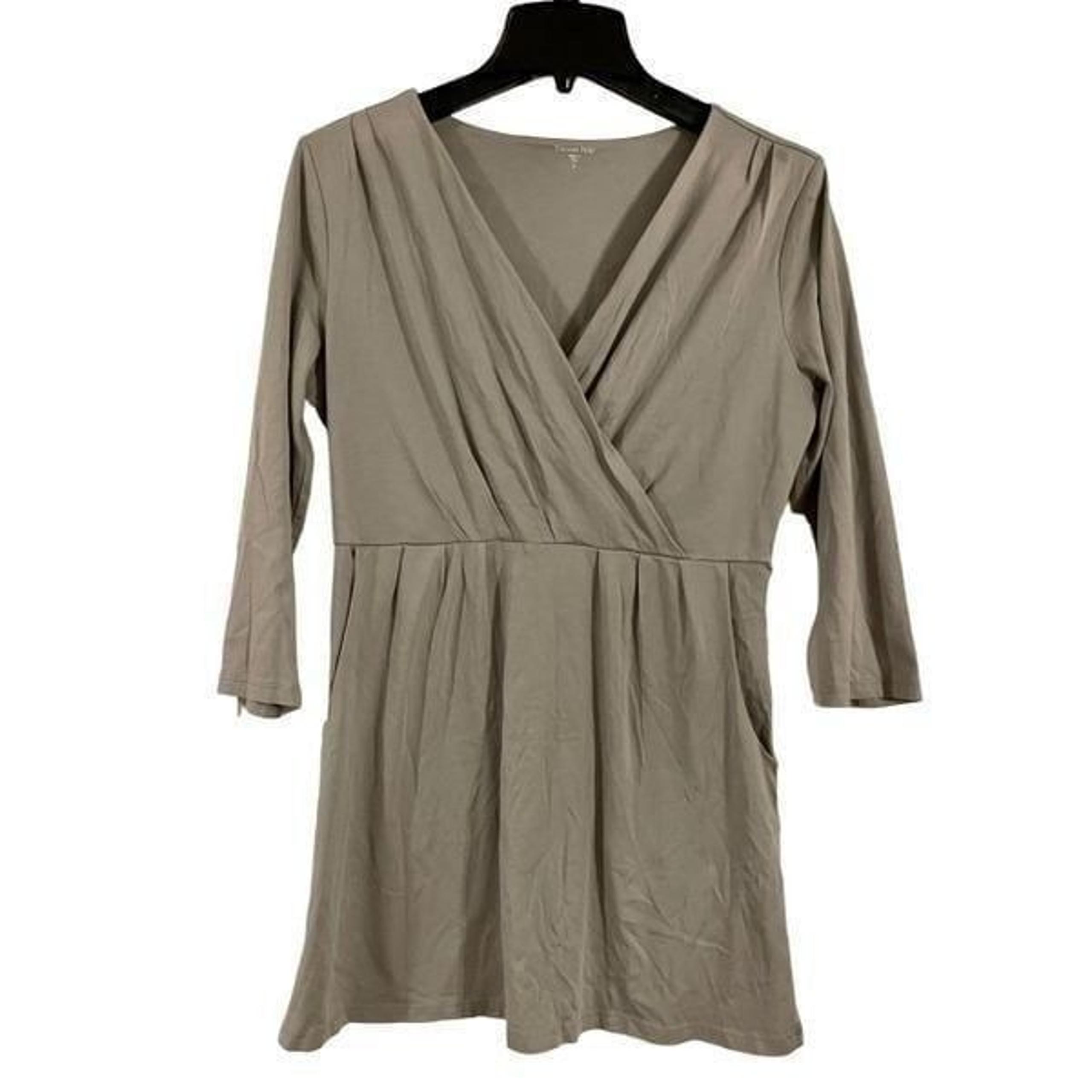 Garnet Hill grey faux wrap pocket tunic dress size m