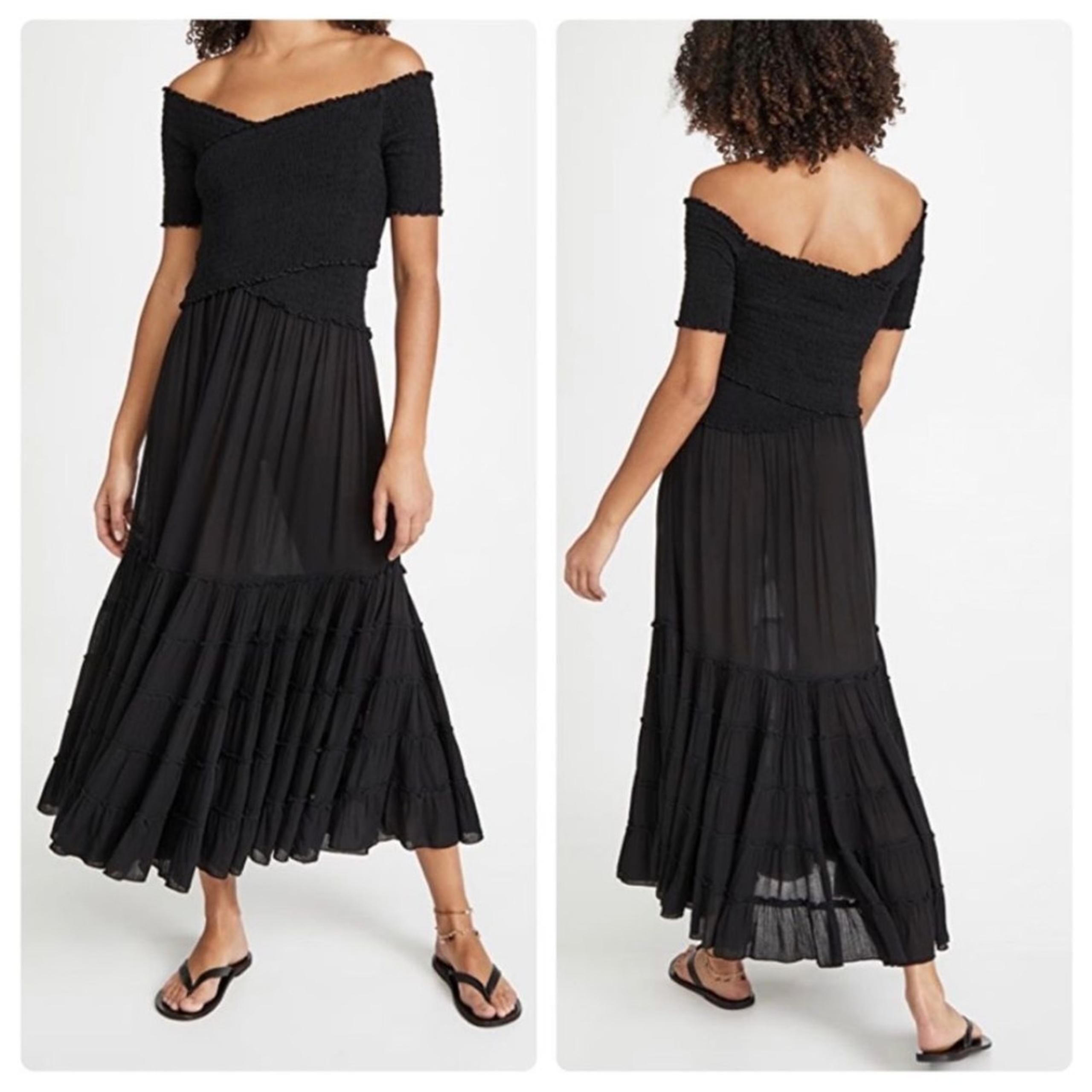 Poupette St Barth Black Soledad Midi Dress