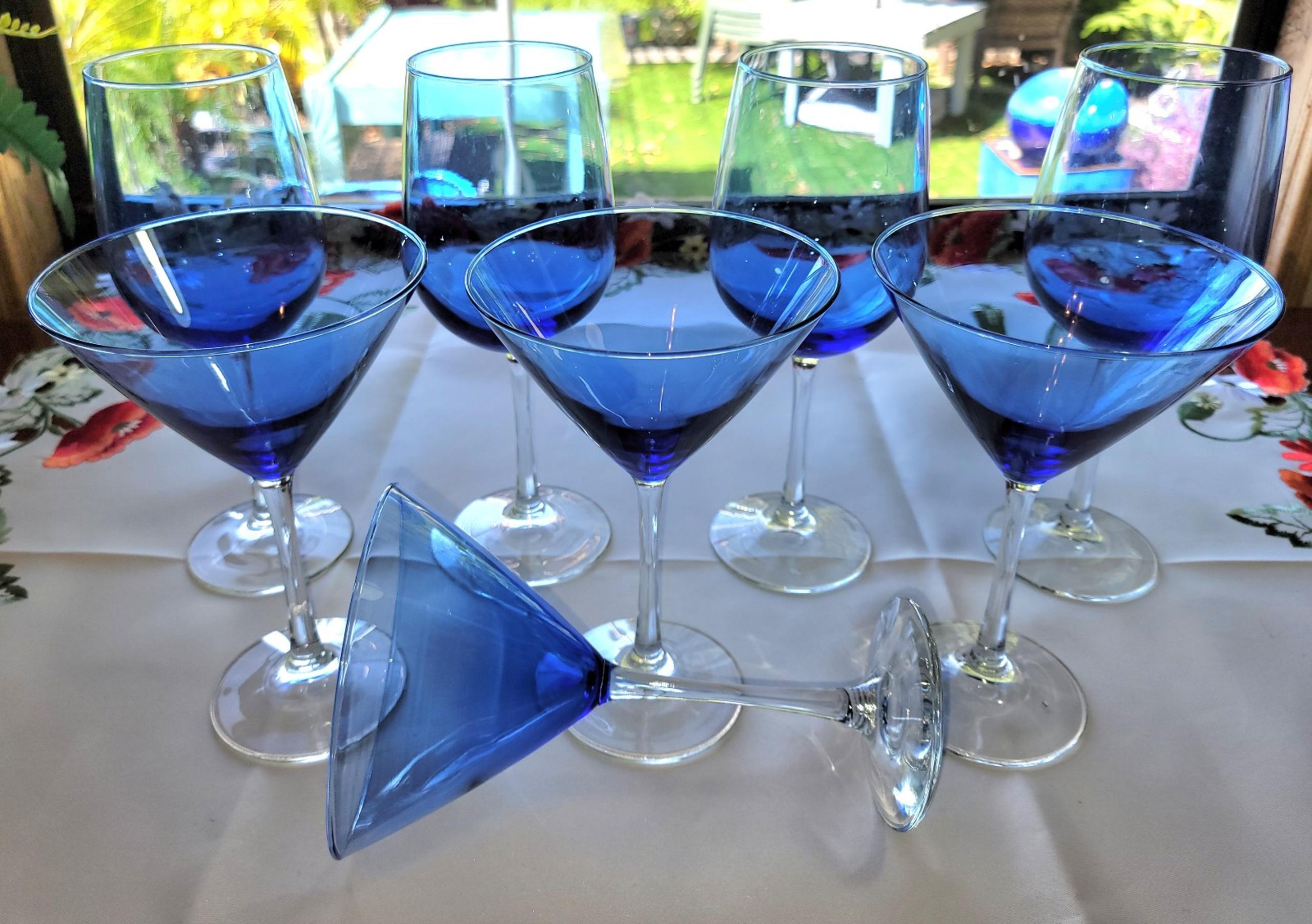 Libbey "Vina Blue Wine Goblets & Martini Glasses