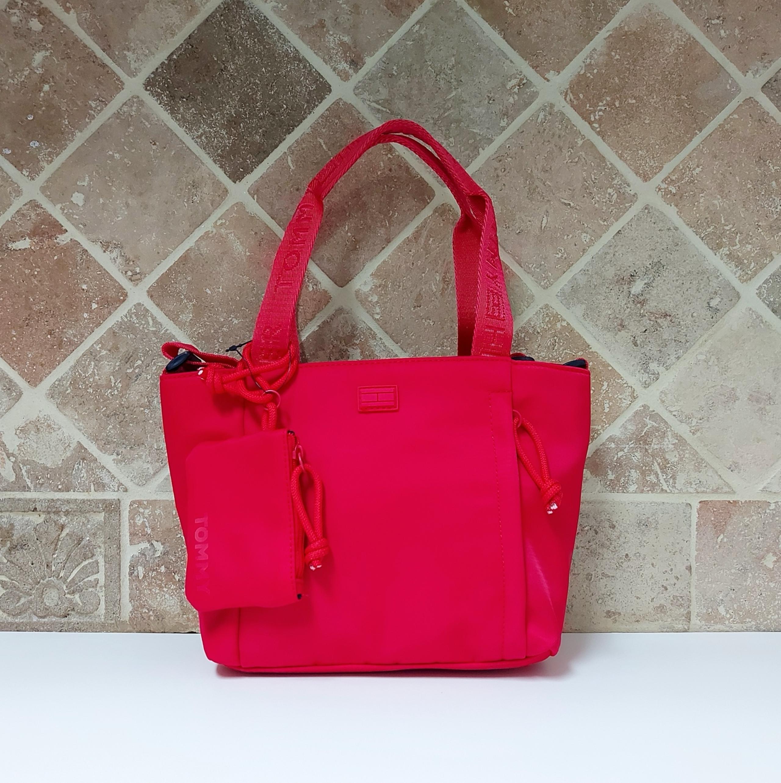 Tommy Hilfiger Erin II Convertible Shopper w/ Pouch Pink Cherry Print Nylon