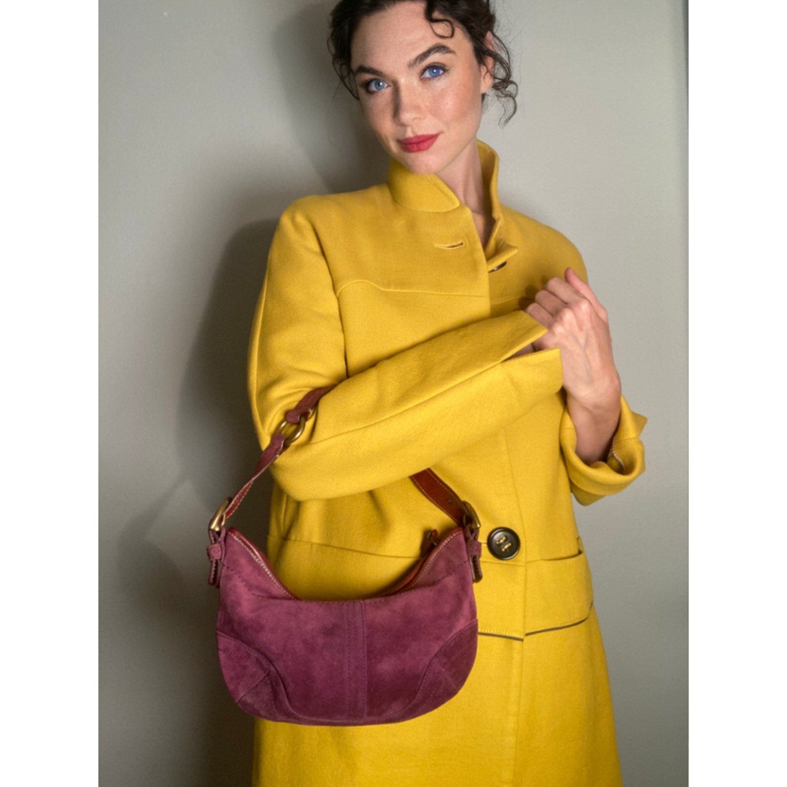 COACH Soho 9658 Hobo Bag Purple Suede Baguette Handbag Y2K Auth! Orig Owner!
