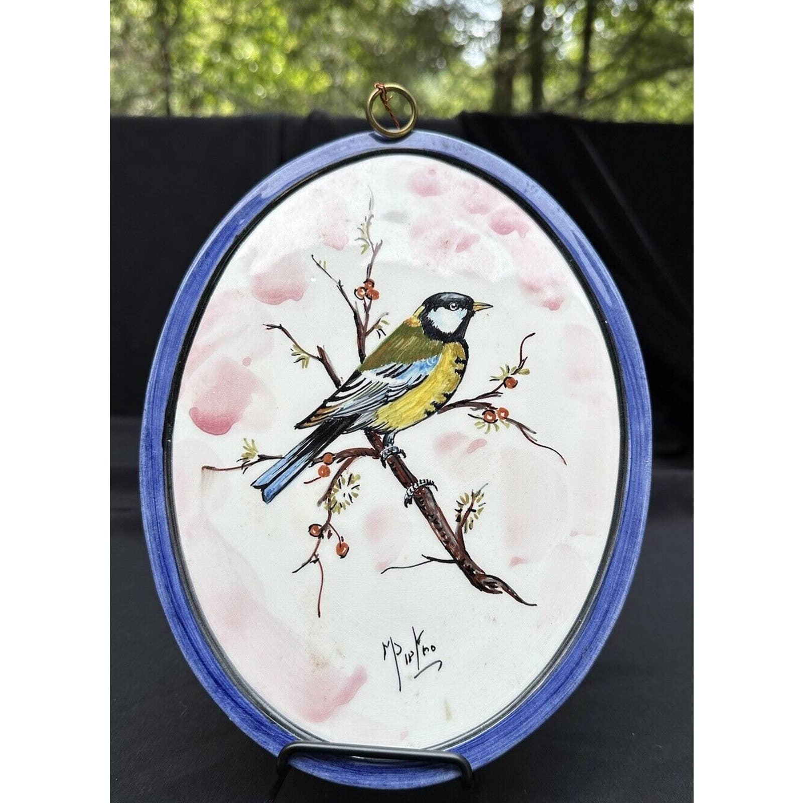 Bassano Italy Ceramic Oval Bird Picture Wall Plaque Numbered 80/200 & Signed S26
