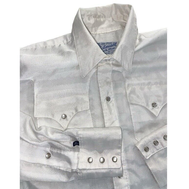 Rockmount Ranch Wear Vintage Pearl Snap Shirt Men's 16 - 32 Ivory 70s USA HTF