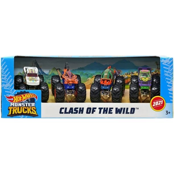 Hot Wheels Monster Truck Clash Of The Wild Set of 4