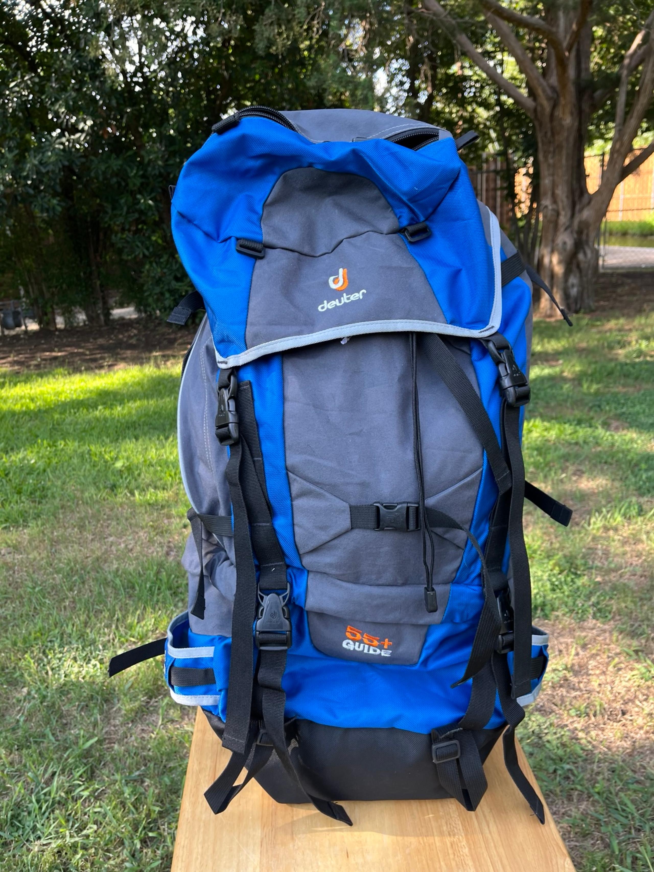 Deuter 55+ Guide Hiking Backpack Pack Camping Mountain Snowboarding Skiing BLUE
