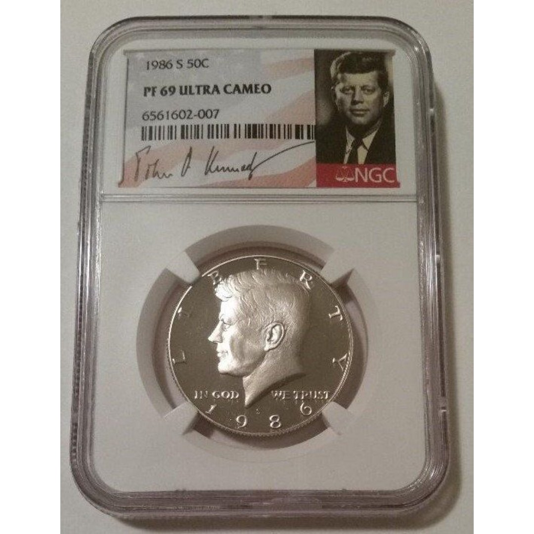 1986 S Clad Kennedy Half Dollar Proof PF69 UC NGC Portrait Label