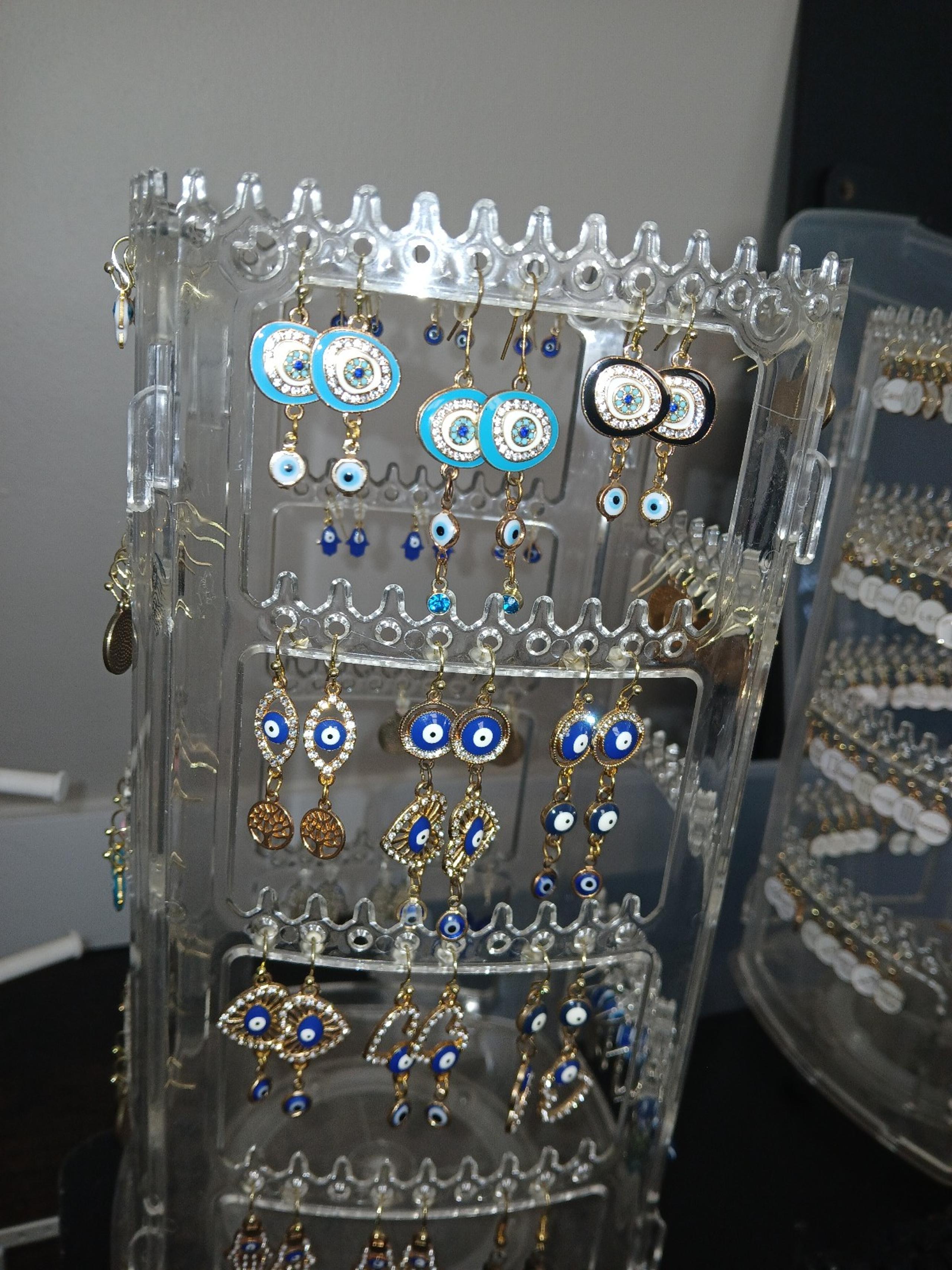 Custom made , Unique One Of A Kind Evil Eye Earrings+ Beaded Bracelets