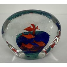 Large Murano Glass Tropical Fish School Aquarium Paperweight Vintage