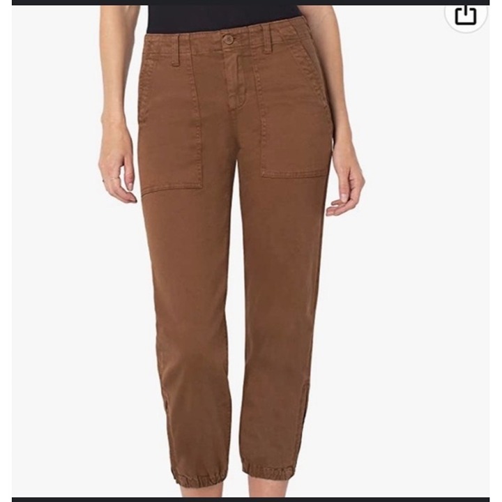 Liverpool Los Angeles Womens Cropped Jogger Pants Brown Size 6/28 With Zippered