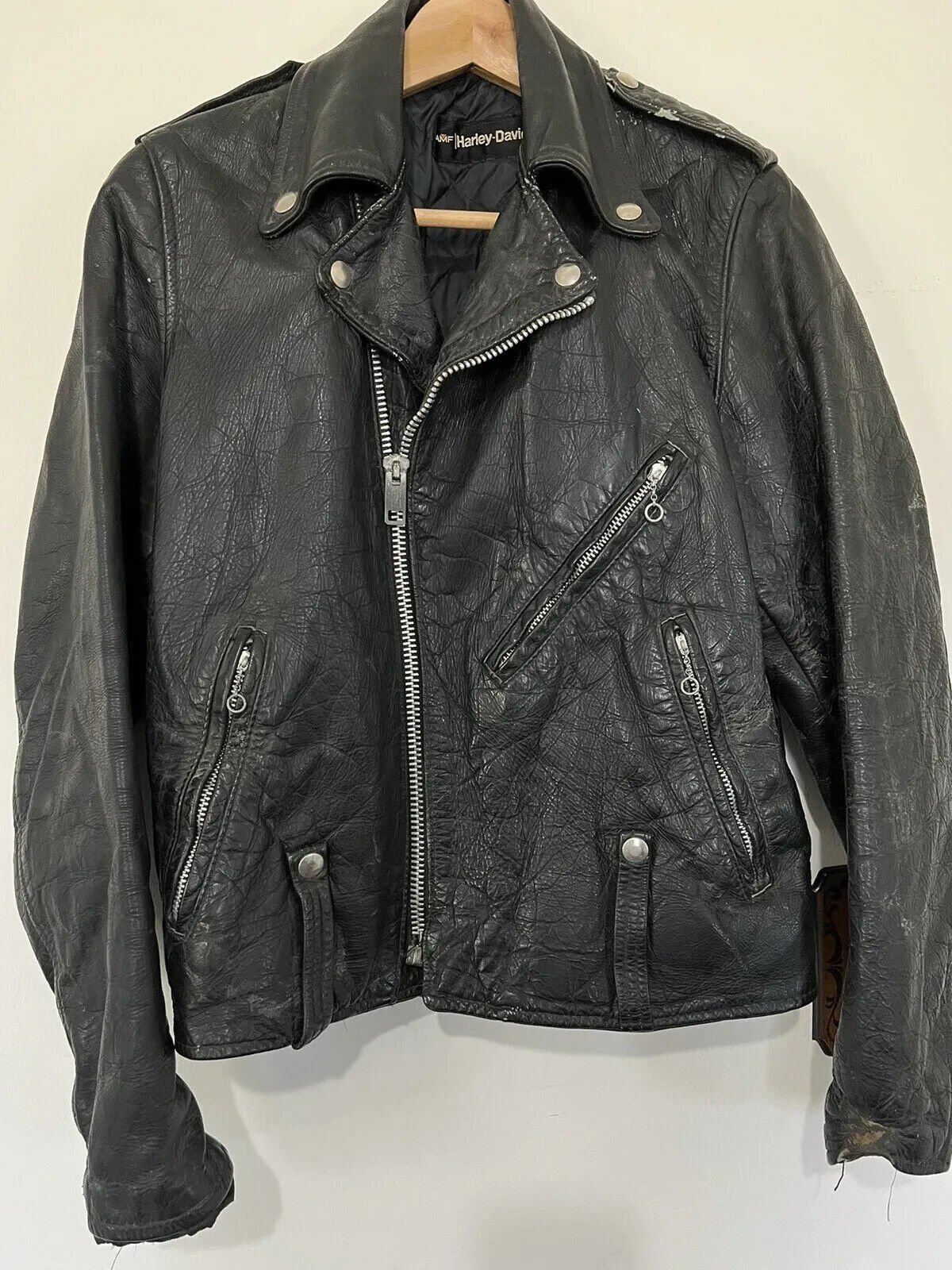70's Vintage AMF Harley Davidson Motorcycle Leather Jacket Ramones