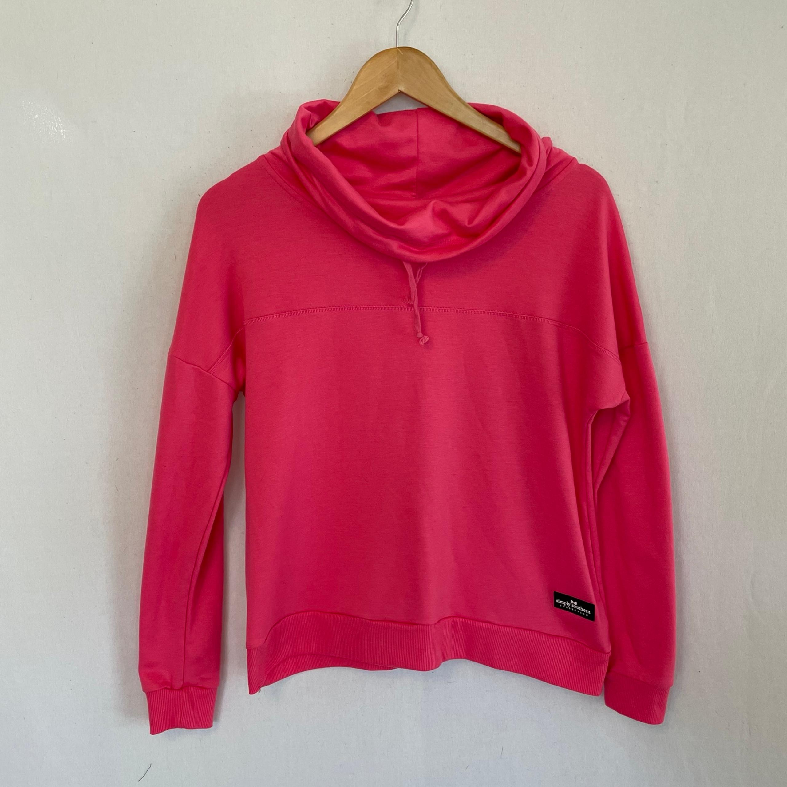 SIMPLY SOUTHERN Women’s Size Small Pink Loose CowelNeck Long Sleeve Sweat Shirt