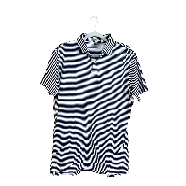 Peter Millar Men's Navy Blue & White Striped Polo Shirt