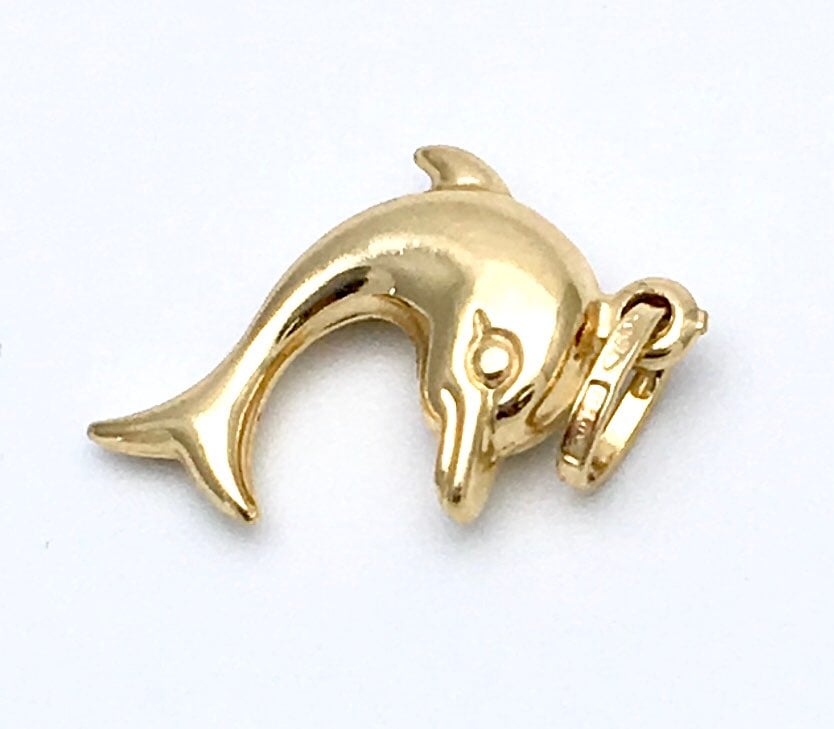 18k Yellow Gold Dolphin Charm Pendant