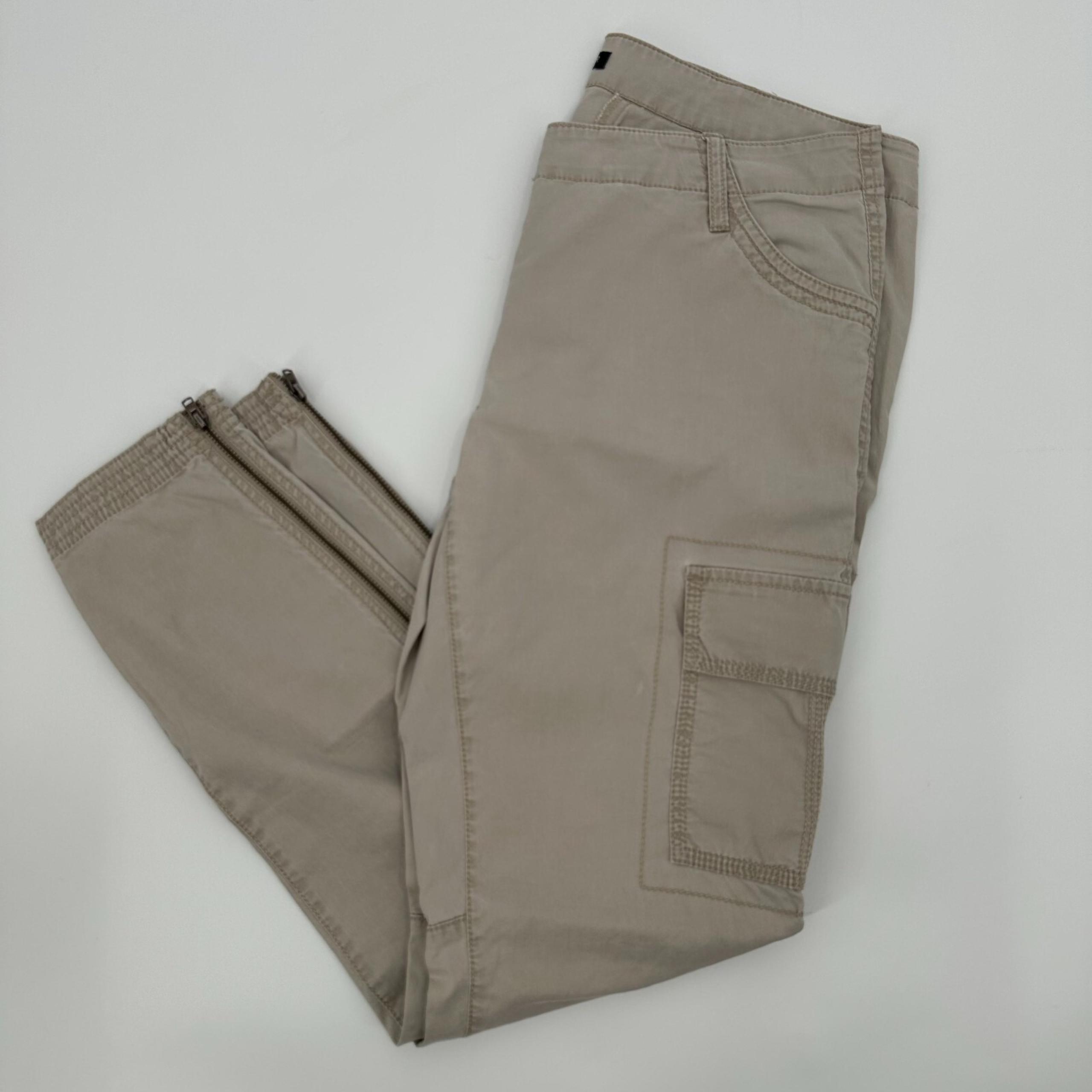 Eileen Fisher Cargo Pants Women's 4 Beige Regular Fit Comfort Mid Rise Ankle Zip