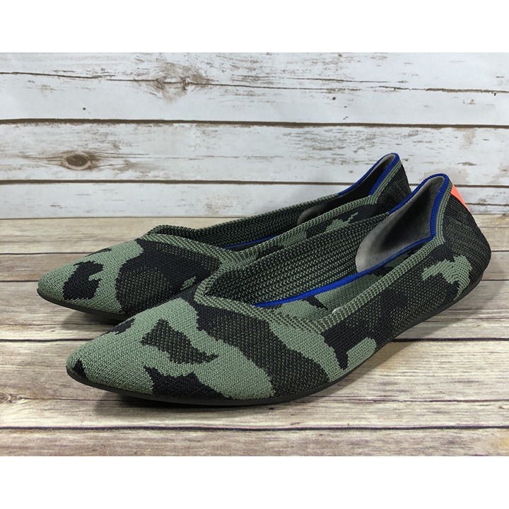 Rothy's The Point Ballet Pointed Flats Womens Size 10.5 Camo Knit Slip On