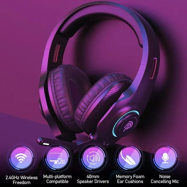 EasySMX V02W Wireless Gaming Headset for PS4/PS5/PC/Nintendo Switch/Xbox/Laptop/