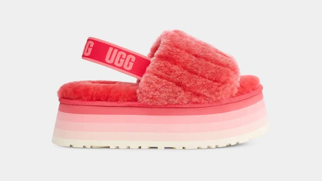 Woman’s Uggs Disco Sherpa Corduroy Slides Pink US Size 6