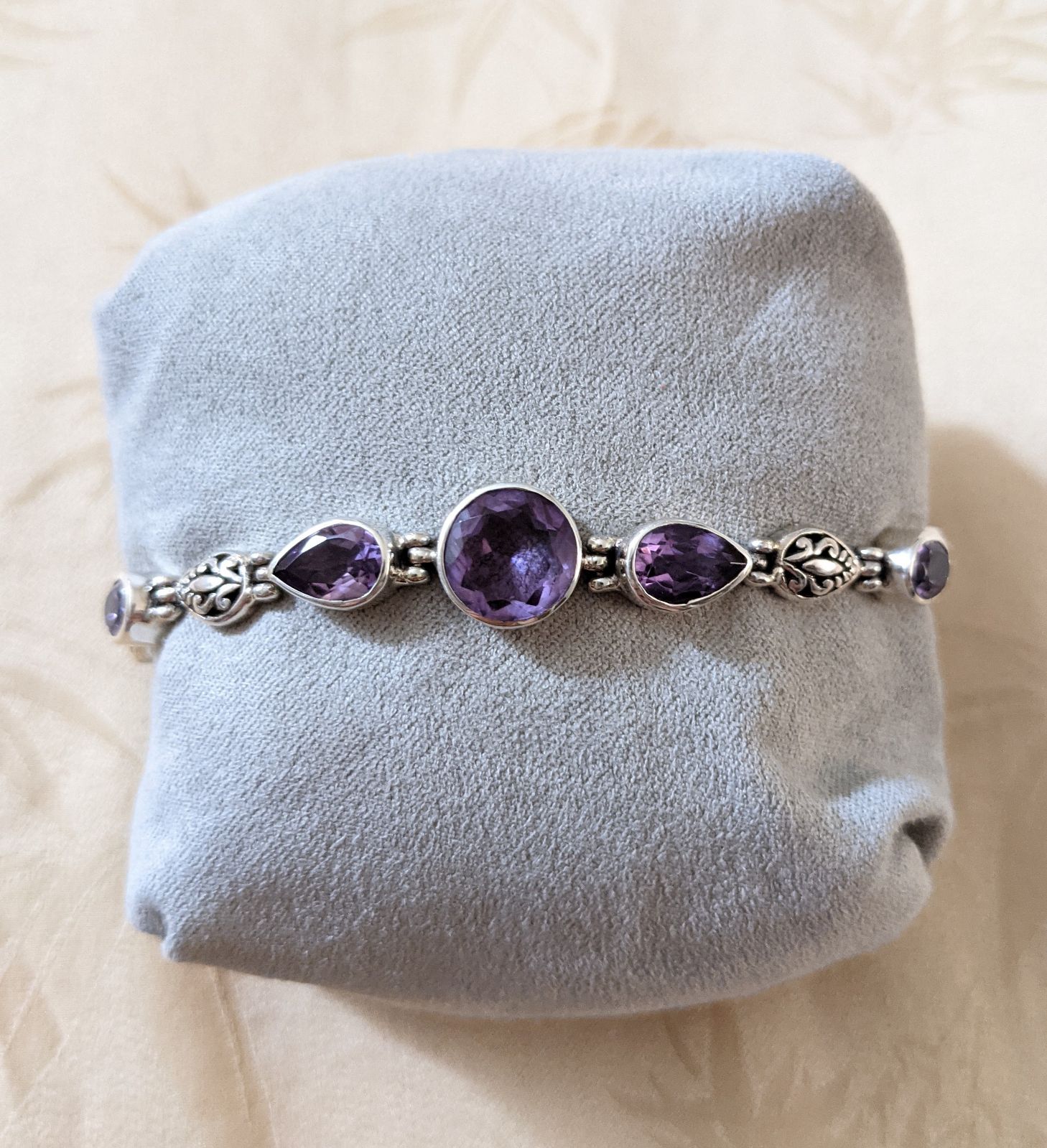Sterling Silver Amethyst Rope Bracelet