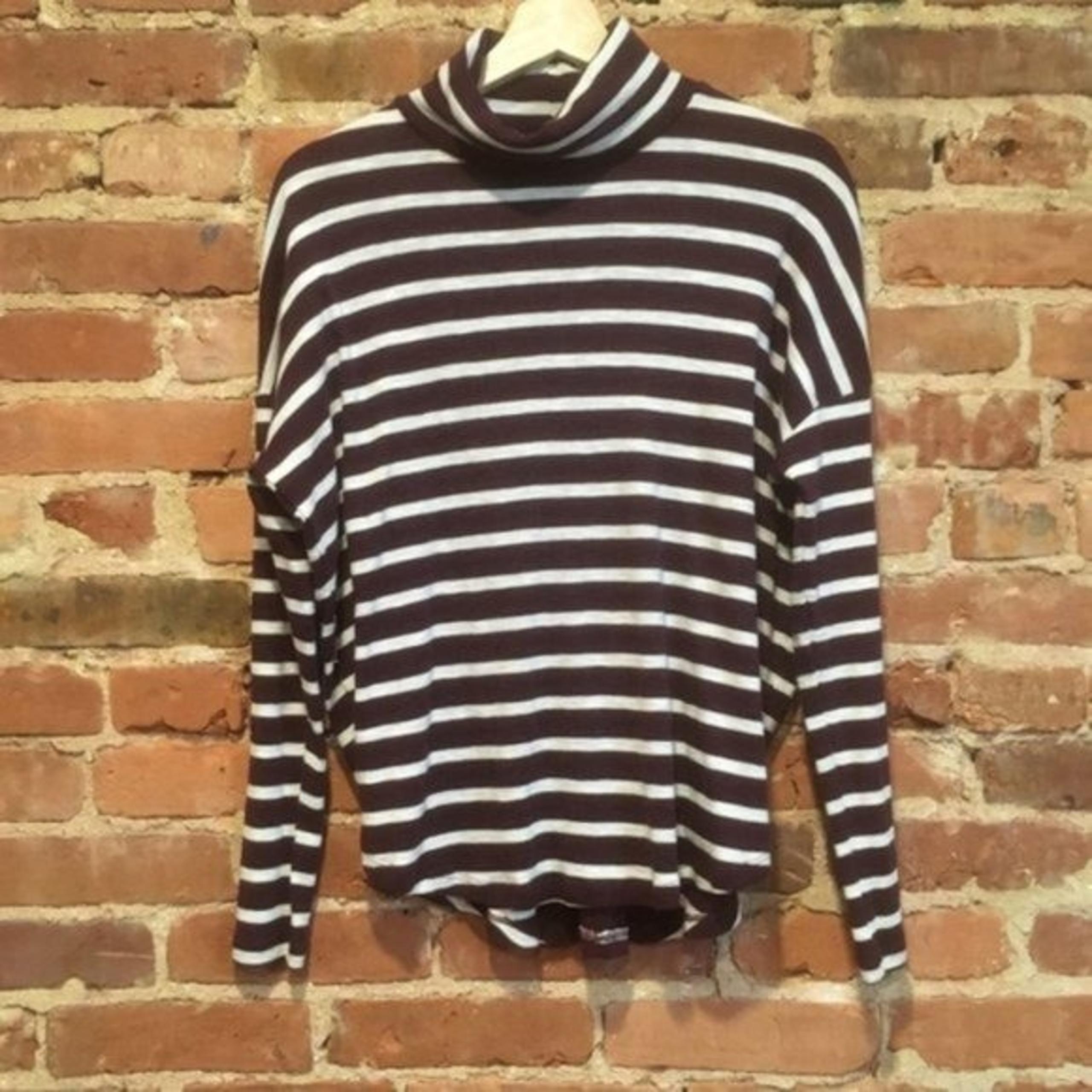 Aerie Striped Turtleneck Oversized Top Drop Shoulder Size XS