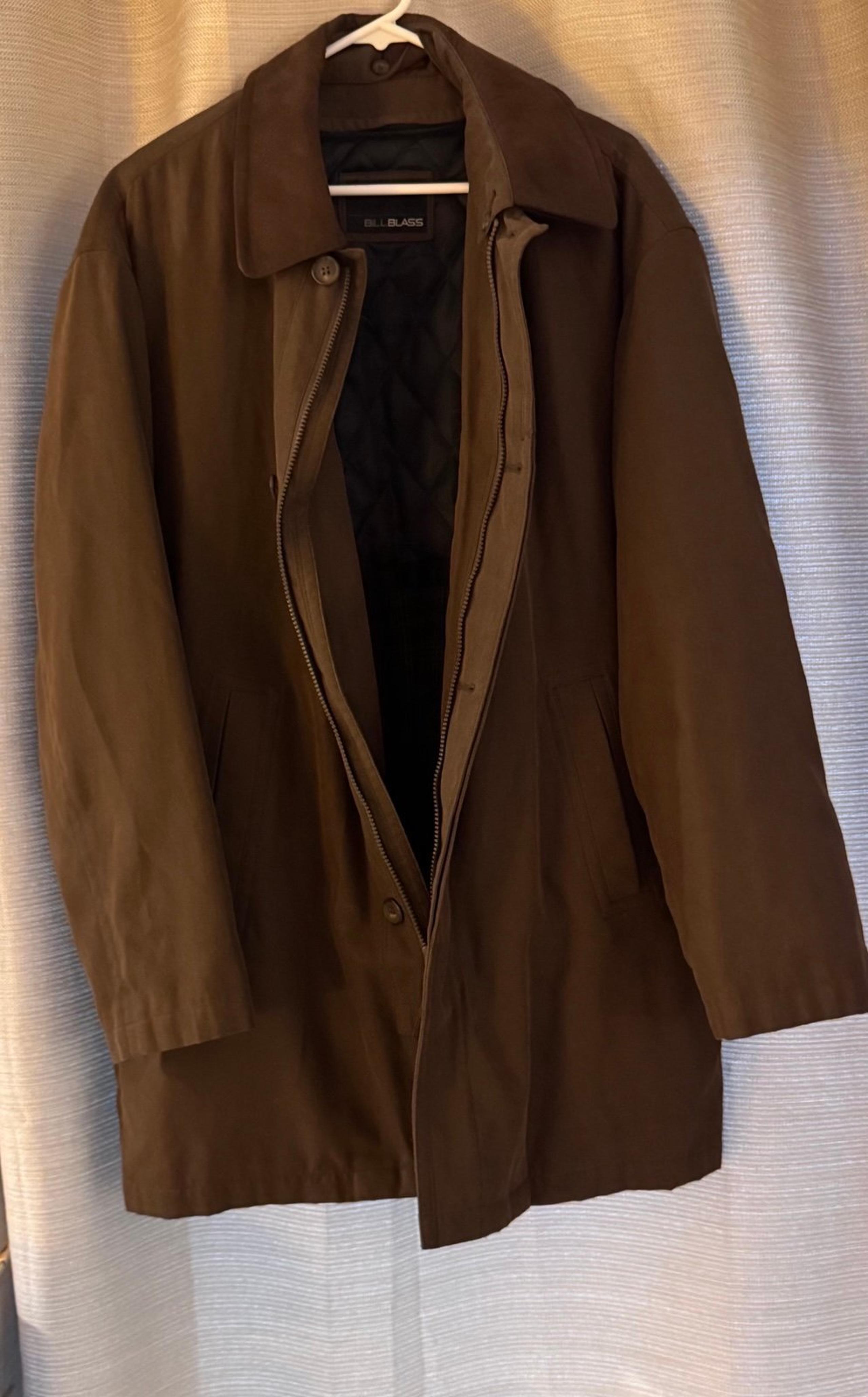 Men’s Vintage Heavy Trench Coat Brown Bill Blass Size Large /44reg