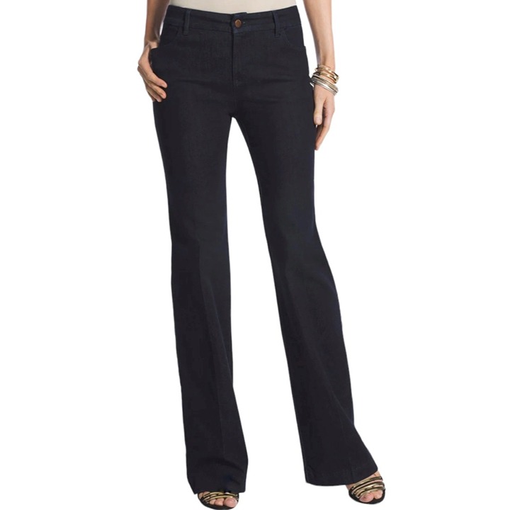 CHICO S The Platinum Deep Soul Indigo 32 Denim Mid-Rise Trousers NWT Size 4