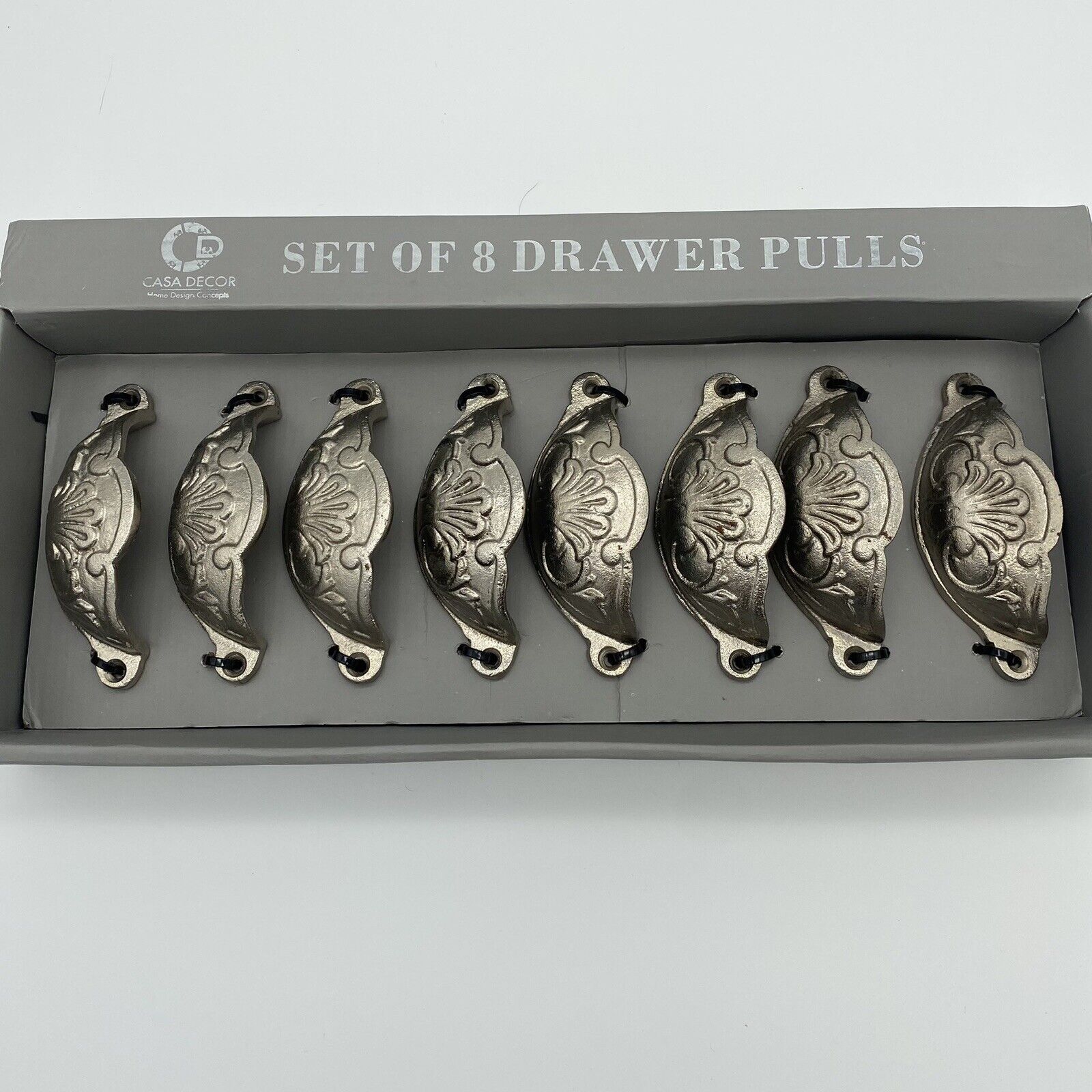 Casa Decor Drawer Pulls New Set Of 8 Metal SilverColor Half Shell Design