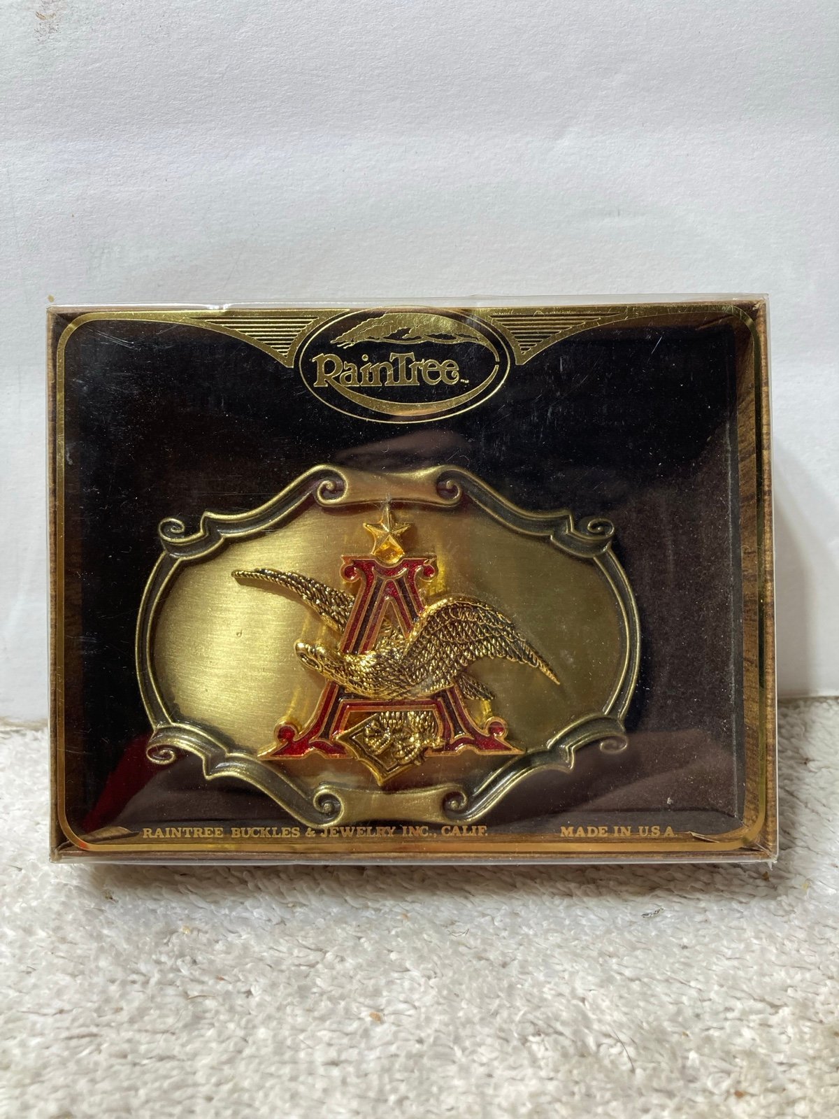 Budweiser Beer Eagle Logo Rodeo Cowboy Western 1970s Vintage Belt Buckle B21